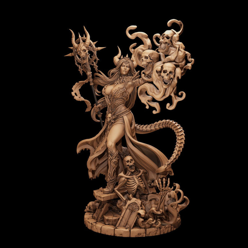Tiefling Necromancer Miniature | Ralzena Female Death Mage | PaintedOrNot Original UNPAINTED Resin DnD 5E Pathfinder - Only-Games