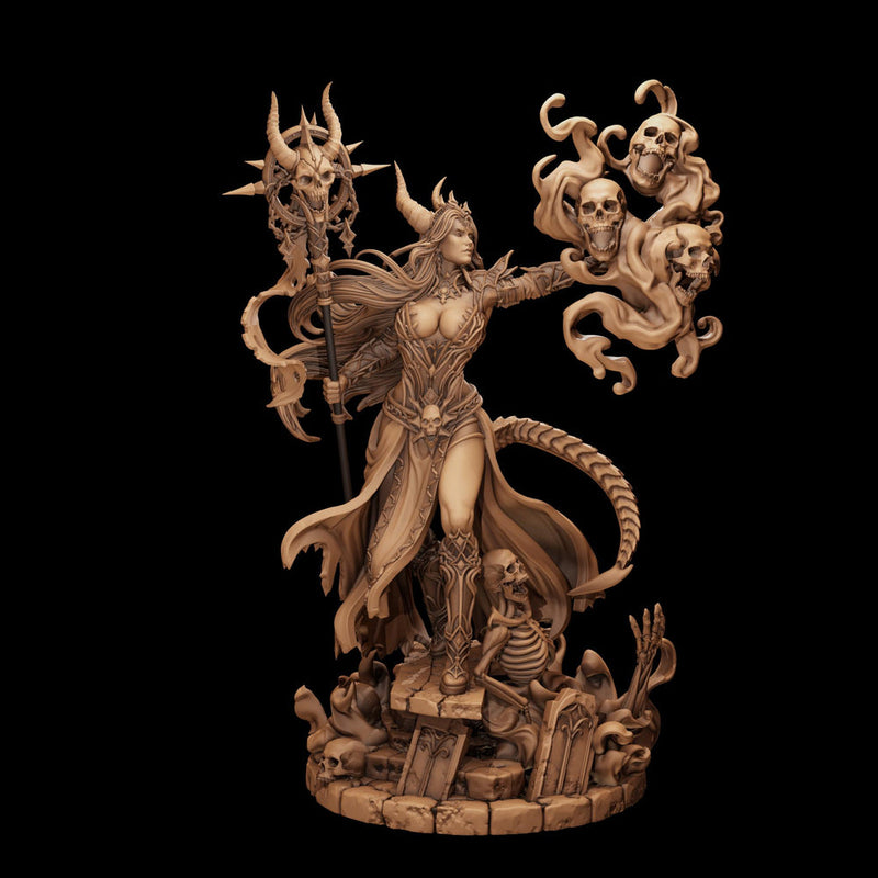 Tiefling Necromancer Miniature | Ralzena Female Death Mage | PaintedOrNot Original UNPAINTED Resin DnD 5E Pathfinder - Only-Games