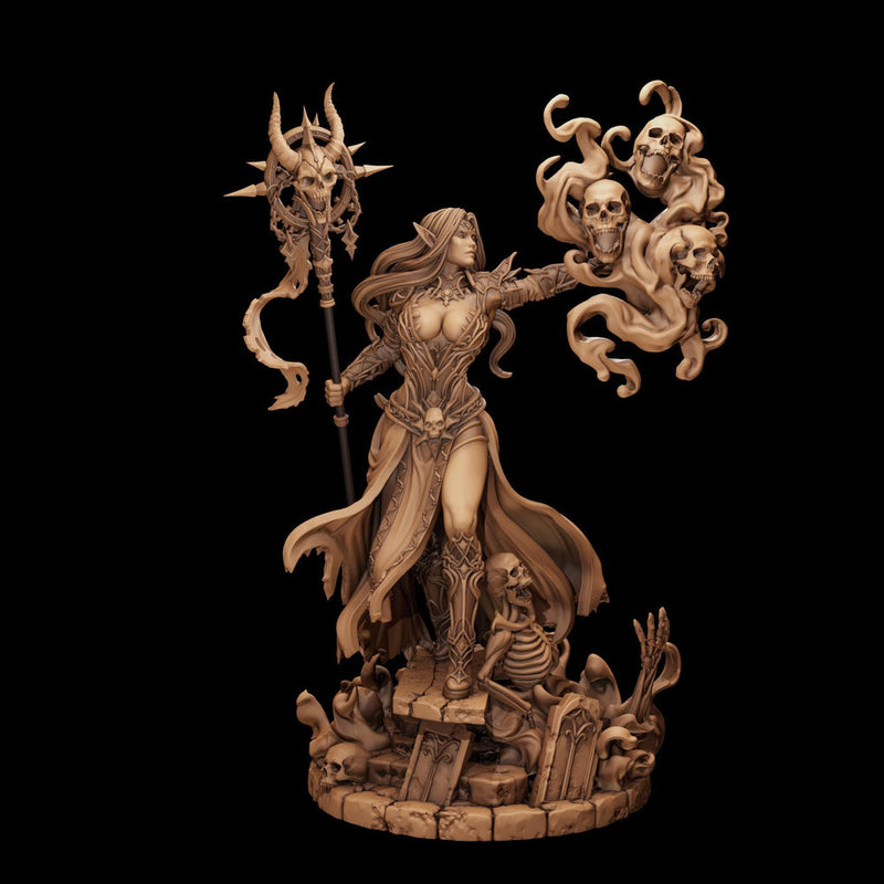 Dark Elf Necromancer Miniature | Alzeryn Death Sorceress | PaintedOrNot Original UNPAINTED Resin DnD 5E Pathfinder - Only-Games