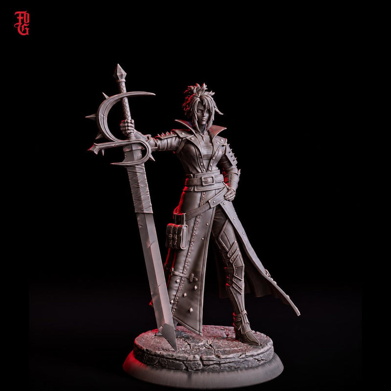 Female Greatsword Fighter Miniature | Dark Knight Warrior | UNPAINTED Resin DnD 5E Pathfinder - Only-Games