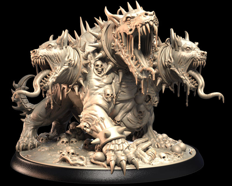 Cerberus Miniature | Three Headed Hellhound Demon Dog | UNPAINTED Resin DnD Pathfinder - Only-Games