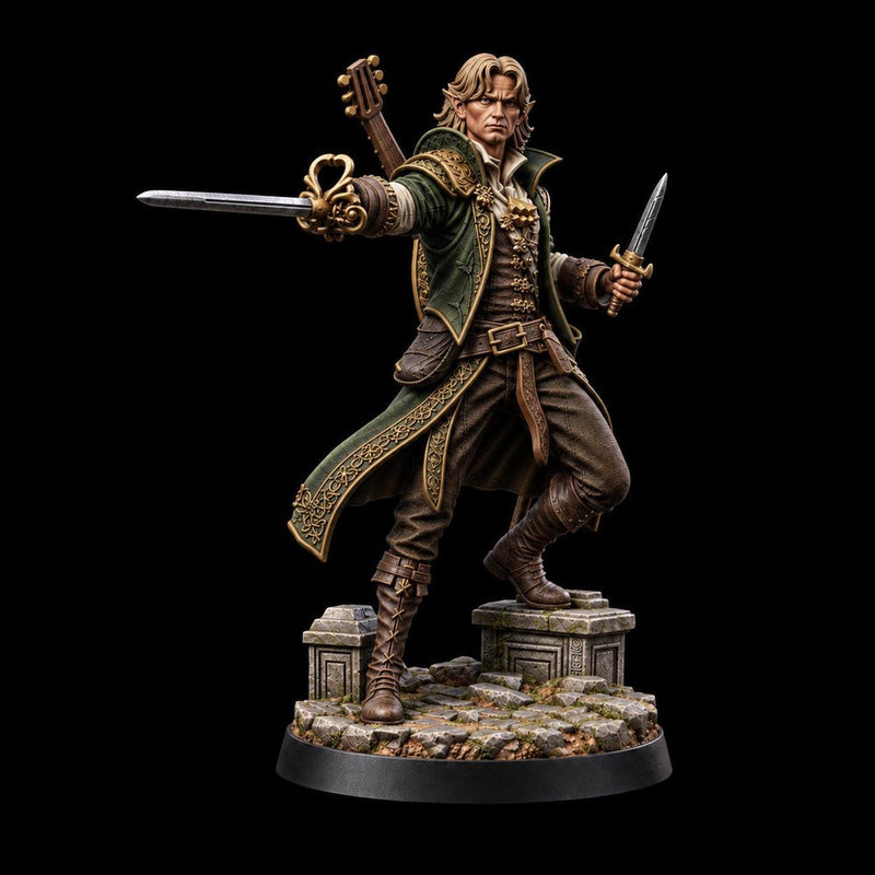 Half-Elf Swords Bard Miniature | Swashbuckler Duelist Rapier | Elaris Thorne | UNPAINTED Resin DnD 5E Pathfinder - Only-Games