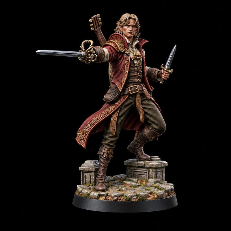 Half-Elf Swords Bard Miniature | Swashbuckler Duelist Rapier | Elaris Thorne | UNPAINTED Resin DnD 5E Pathfinder - Only-Games