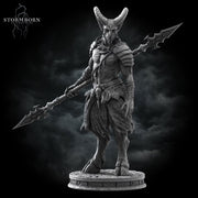 Satyr Warrior Miniature | Fey Spear Fighter Goat-Man | UNPAINTED Resin DnD Pathfinder - Only-Games