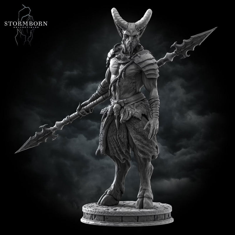 Satyr Warrior Miniature | Fey Spear Fighter Goat-Man | UNPAINTED Resin DnD Pathfinder - Only-Games