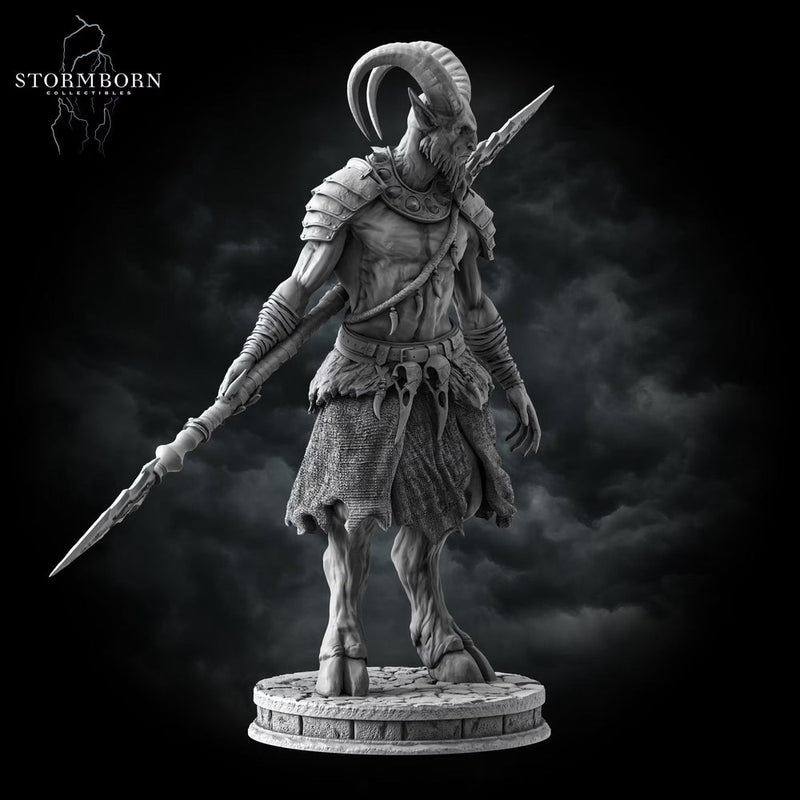 Satyr Warrior Miniature | Fey Spear Fighter Goat-Man | UNPAINTED Resin DnD Pathfinder - Only-Games