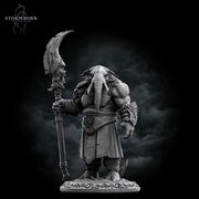 Elephantfolk Warrior Miniature | Polearm Fighter Tribal Guardian | UNPAINTED Resin DnD Pathfinder - Only-Games