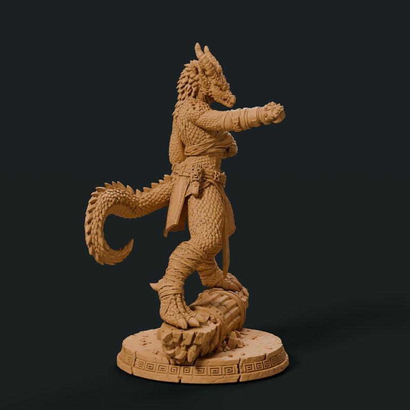 Female Bronze Dragonborn Monk Miniature | Kaevrisa Open Hand Monk | UNPAINTED Resin DnD Pathfinder - Only-Games