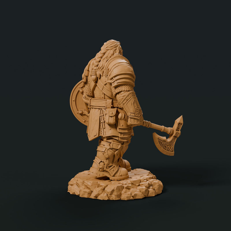 Dwarf Fighter STL | Ordrik Korrun Axe Shield Warrior Digital Download | PaintedOrNot Original DnD Pathfinder - Only-Games