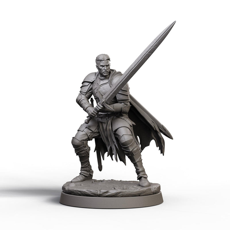 Human Fighter STL | Aldric Greatsword Warrior Digital Download | PaintedOrNot Original DnD Pathfinder - Only-Games