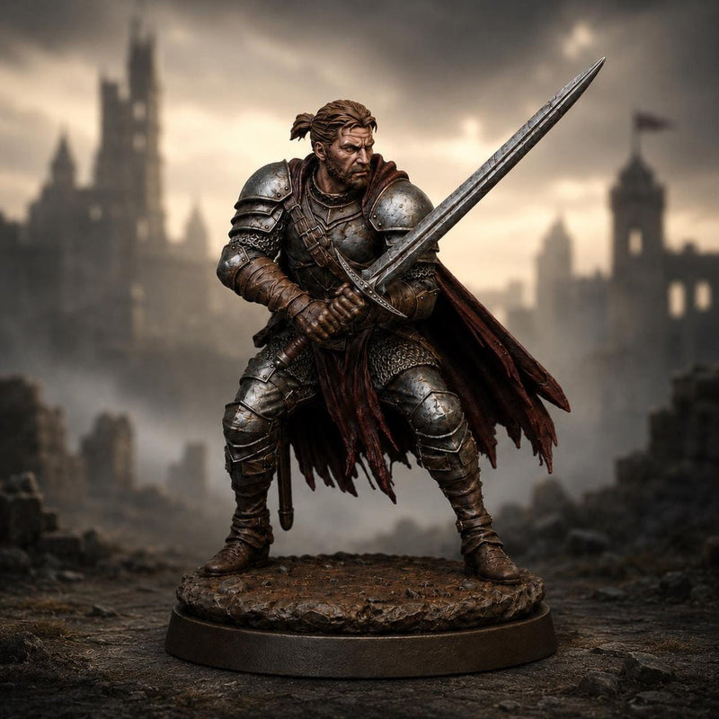Human Fighter STL | Aldric Greatsword Warrior Digital Download | PaintedOrNot Original DnD Pathfinder - Only-Games