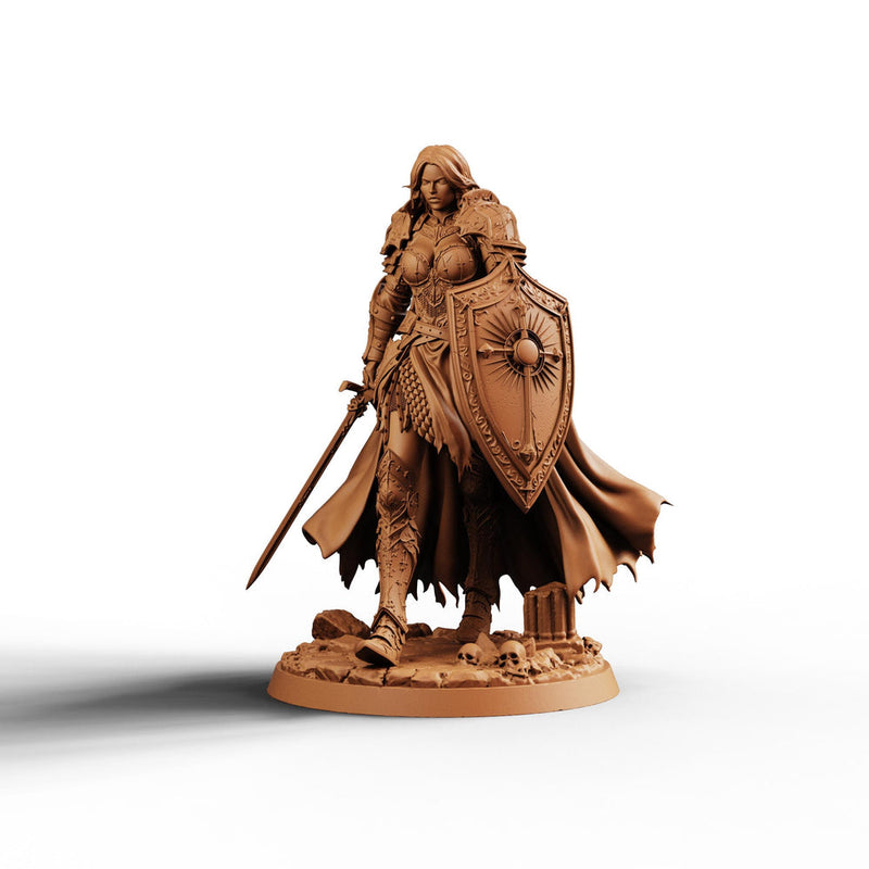 Female Paladin STL | Liora Sword Shield Holy Knight Digital Download | PaintedOrNot Original DnD Pathfinder - Only-Games