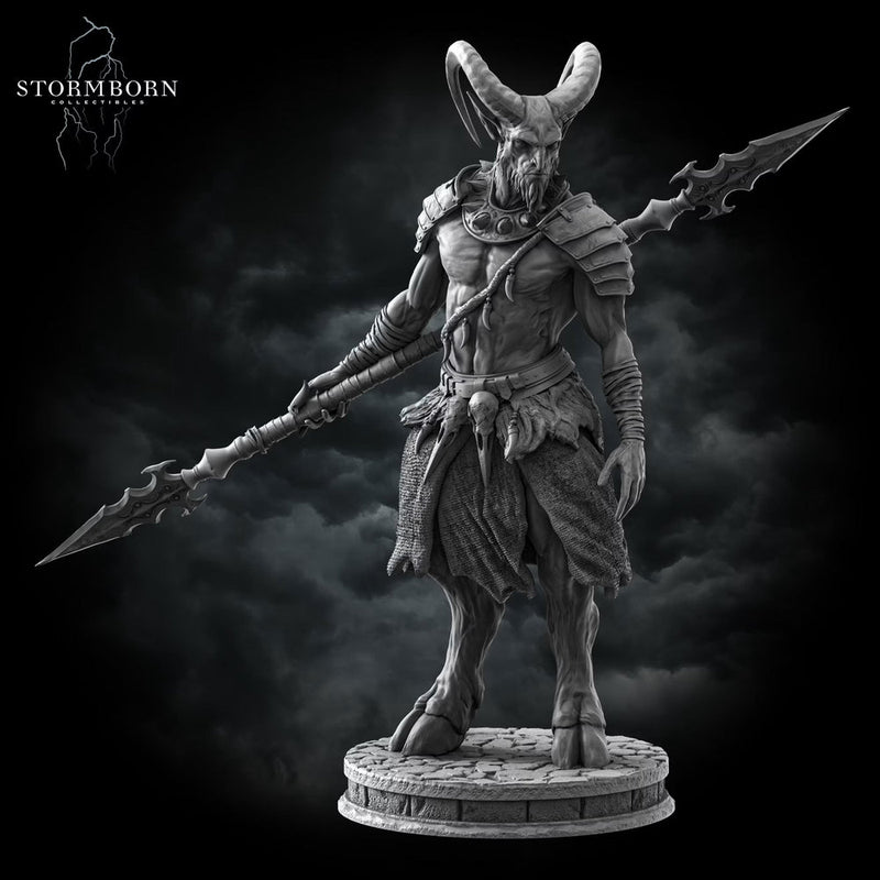 Satyr Warrior Miniature | Fey Spear Fighter Goat-Man | UNPAINTED Resin DnD Pathfinder - Only-Games