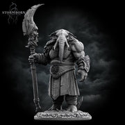 Elephantfolk Warrior Miniature | Polearm Fighter Tribal Guardian | UNPAINTED Resin DnD Pathfinder - Only-Games