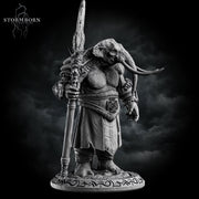 Elephantfolk Warrior Miniature | Polearm Fighter Tribal Guardian | UNPAINTED Resin DnD Pathfinder - Only-Games