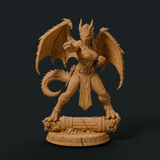 Female Silver Dragonborn Monk Miniature | Rhavelys Winged Open Hand Monk | UNPAINTED Resin DnD Pathfinder - Only-Games