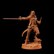 Half-Elf Swashbuckler Rogue Miniature | Tazeryn Sword & Dagger Duelist Fighter | UNPAINTED Resin DnD Pathfinder - Only-Games
