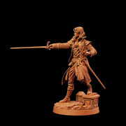 Half-Elf Swashbuckler Rogue Miniature | Tazeryn Sword & Dagger Duelist Fighter | UNPAINTED Resin DnD Pathfinder - Only-Games