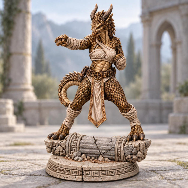 Female Bronze Dragonborn Monk Miniature | Kaevrisa Open Hand Monk | UNPAINTED Resin DnD Pathfinder - Only-Games