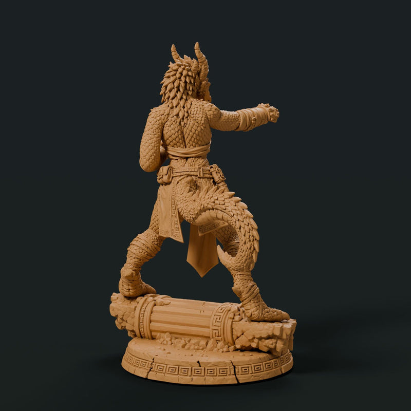 Female Bronze Dragonborn Monk Miniature | Kaevrisa Open Hand Monk | UNPAINTED Resin DnD Pathfinder - Only-Games
