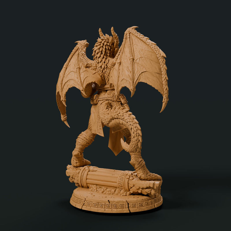 Female Silver Dragonborn Monk Miniature | Rhavelys Winged Open Hand Monk | UNPAINTED Resin DnD Pathfinder - Only-Games