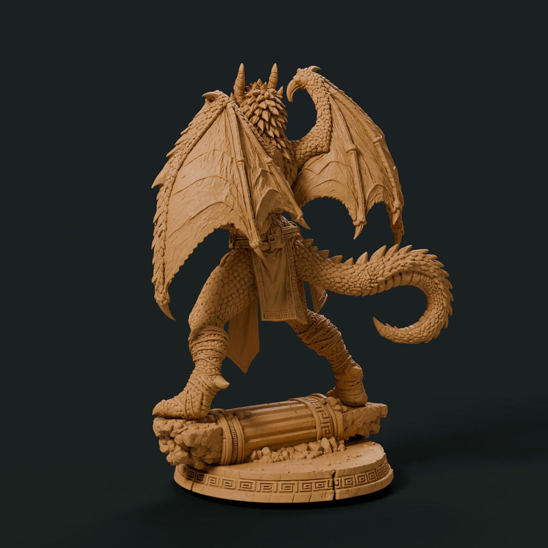 Female Silver Dragonborn Monk Miniature | Rhavelys Winged Open Hand Monk | UNPAINTED Resin DnD Pathfinder - Only-Games