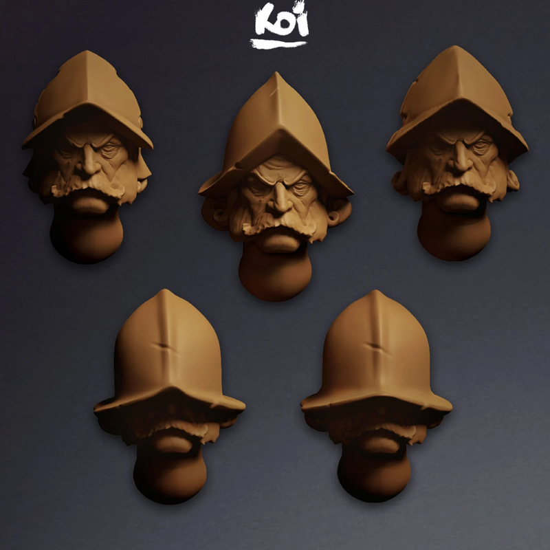 Guildmarch Militia - Infantry Miniature Heads - Only-Games