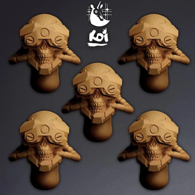 Techno Priests Type 1 - Miniature Heads - Only-Games