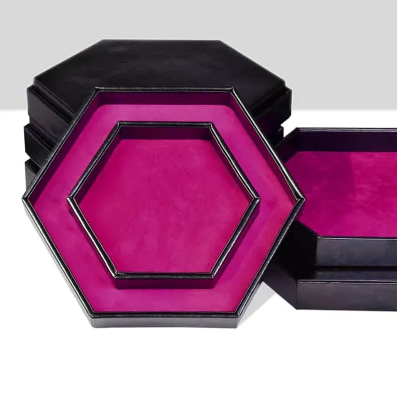 Tray of Fates | Hexagonal Dice Tray | Purple Felt - Only-Games