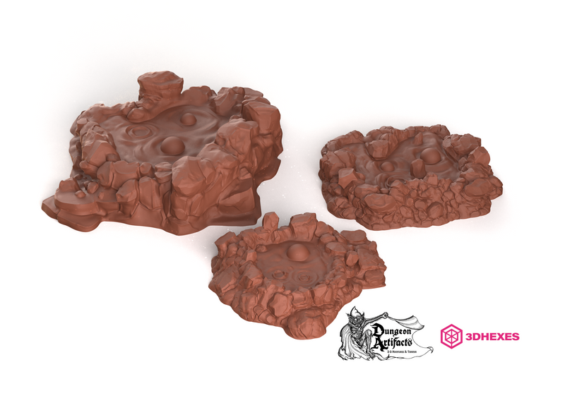 Lava Pools - 3DHexes Wargaming Terrain Scatter D&D DnD - Only-Games