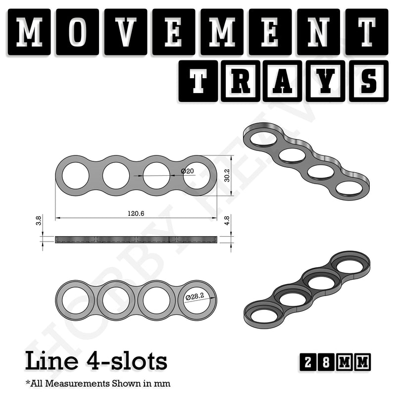 28mm Movement Trays for Tabletop Games | Wargaming | Full Range - Only-Games