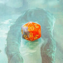 Tie-Dye Orange and Grey Dice Set