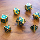 Blue and Gold Metal Dice Set