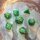 Green Blue Dragon Scale Metal Dice Set