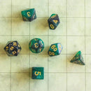 Green and Black Galaxy Dice Set