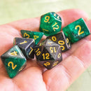 Green and Black Galaxy Dice Set