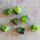 Green and Black Tie-Dye Dice Set