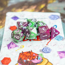 Tie-Dye Green and Purple Dice Set