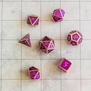 Purple and Rose Gold Metal Dice Set