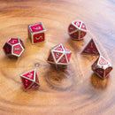 Red and Silver Metal Dice Set