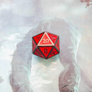 Red with Black outline Metal Dice Set