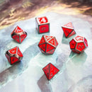 Red with Black outline Metal Dice Set