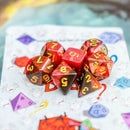 Red and Black Tie-Dye Dice Set