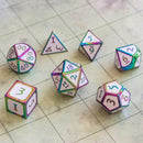White and Rainbow Metal Dice Set