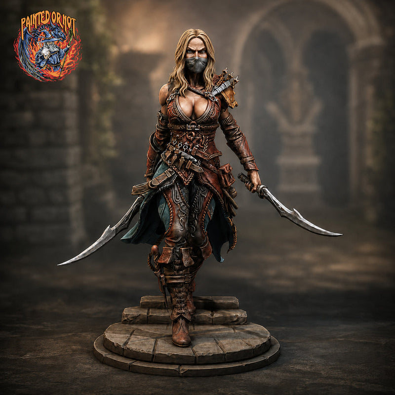 Masked Rogue Assassin Miniature – Stealth Thief Character | Zylah Original | DnD Pathfinder RPG | 28mm 32mm 54mm 75mm 100mm - Only-Games