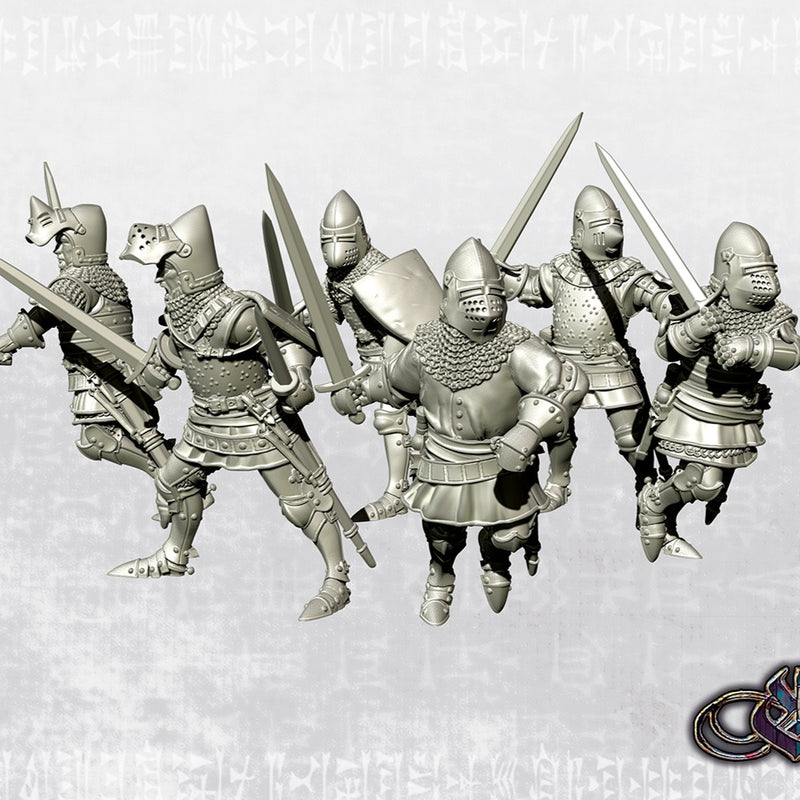 English Knights on foot with sword - 14th Century - 2024 Set (28mm - Historic Scale) - Only-Games