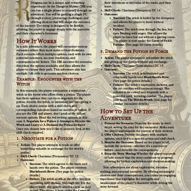 The Forgotten Shrine- A Solo Adventure Little prep, pre generated PCs, D&D One Shot, Dungeons and Dragons.