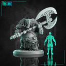 (L0078) Male elephant folk barbarian warrior with a double-headed axe (Large)