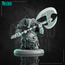 (L0078) Male elephant folk barbarian warrior with a double-headed axe (Large)