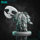 (L0078) Male elephant folk barbarian warrior with a double-headed axe (Large)